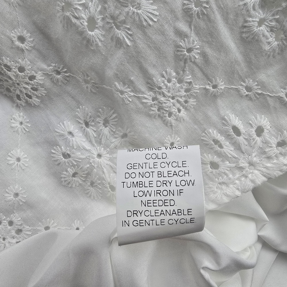Womens White Cotton Floral Eyelet Halter Mini Dress XL Sleeveless A-Line Summer - Picture 8 of 11